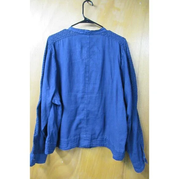 Maurices Top 3X Navy Blue Long Sleeve Shirt Jacket Women's Snap Closure - Picture 3 of 7